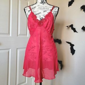 ☀️ Sheer Mesh Red Floral Slip